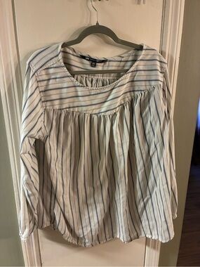 Women’s Lee Shape Illusions Shirt XXL Blue Striped Cotton/Polyester Long Sleeve